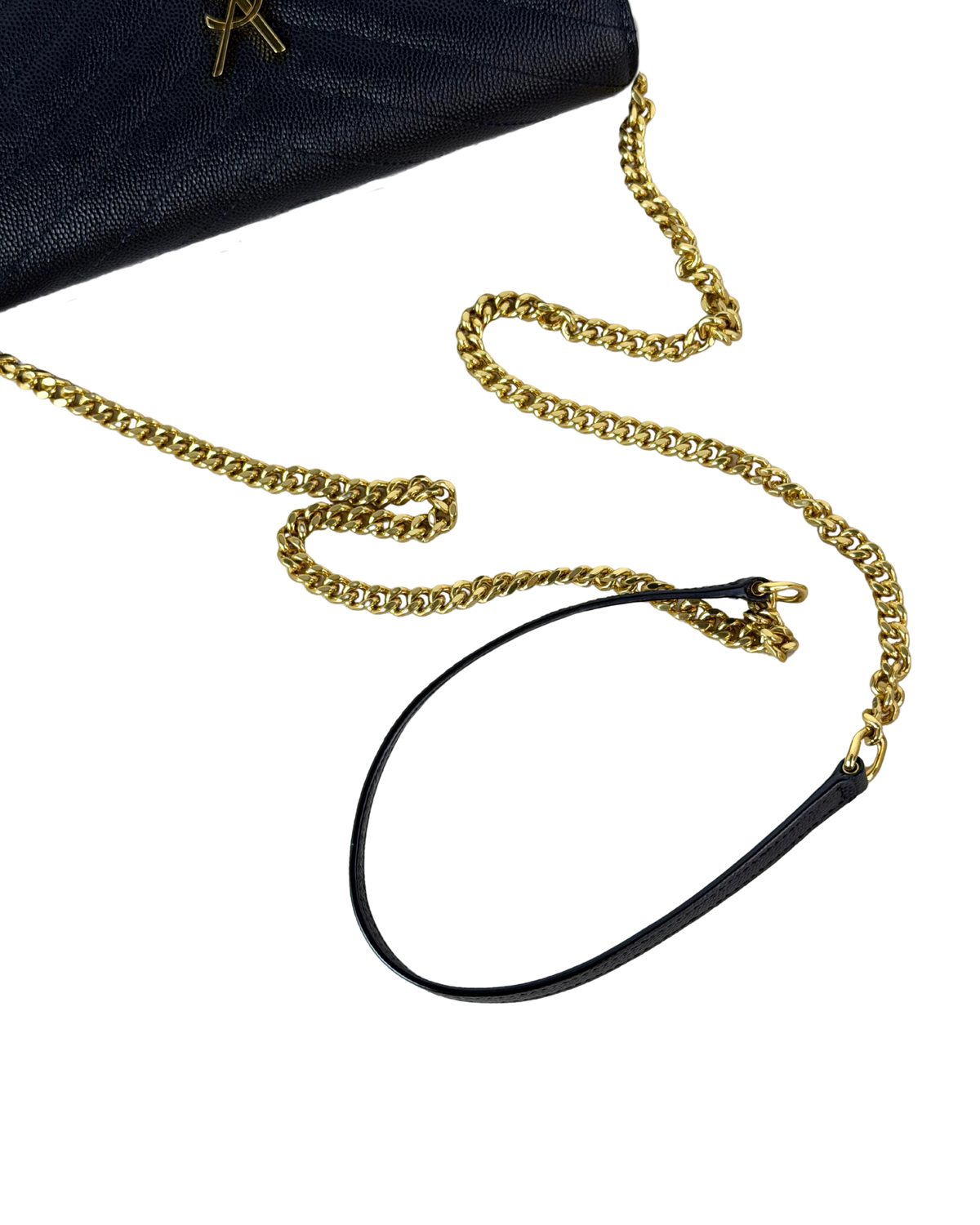 Saint Laurent Cassandra Envelope Chain Wallet - Black, Gold-Tone Hardware - View 11
