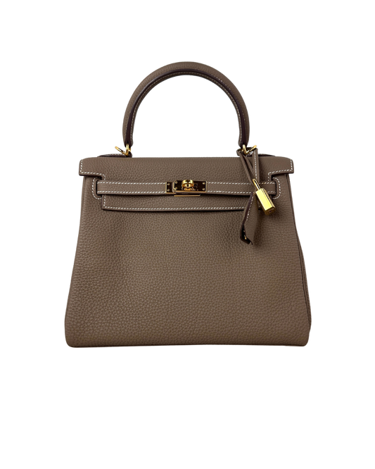 Hermès Kelly 25 Retourné Bag - Étoupe, Gold Hardware - View 1