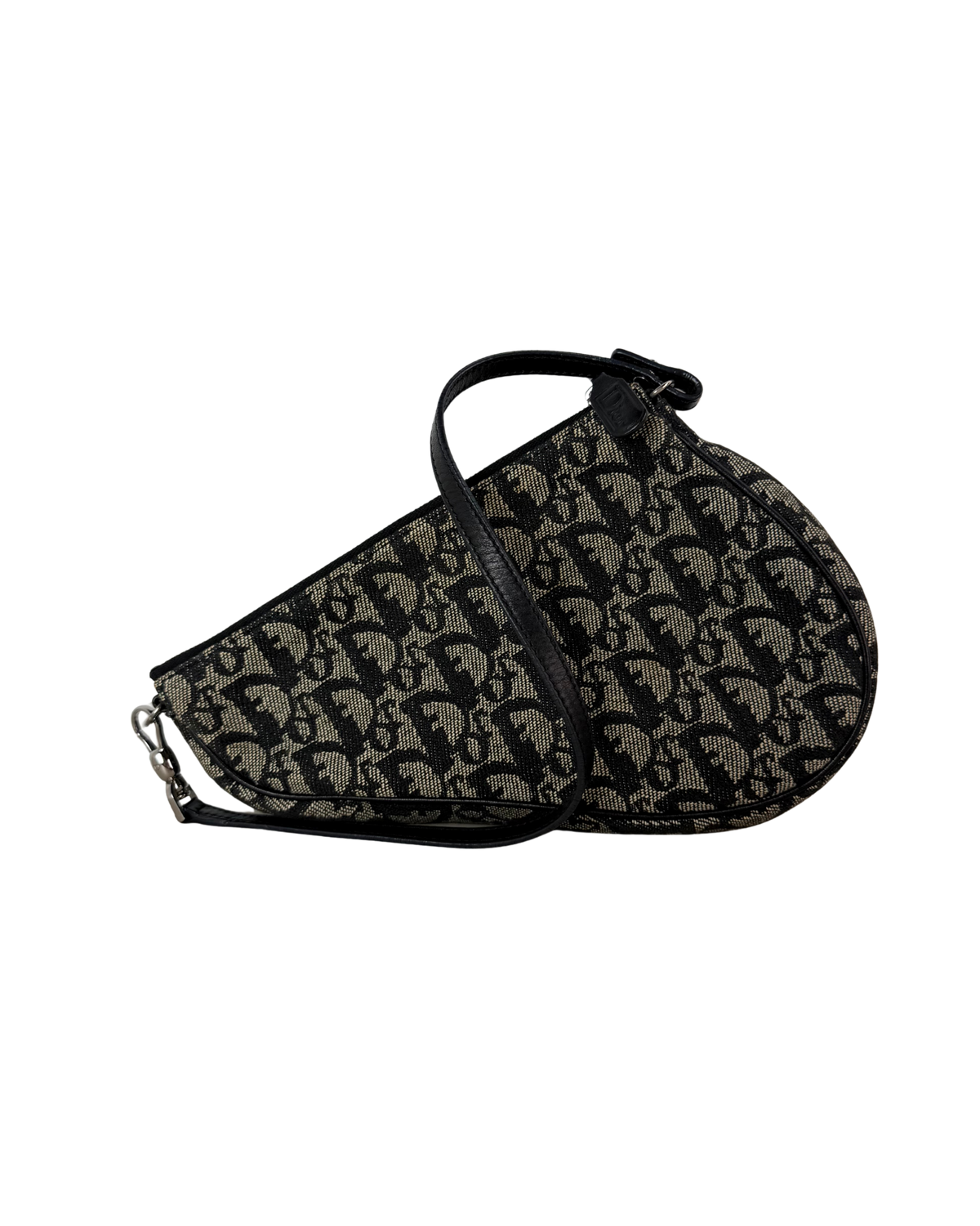 Dior Vintage Trotter Monogram Mini Saddle Pouch - Black And Grey - View 2