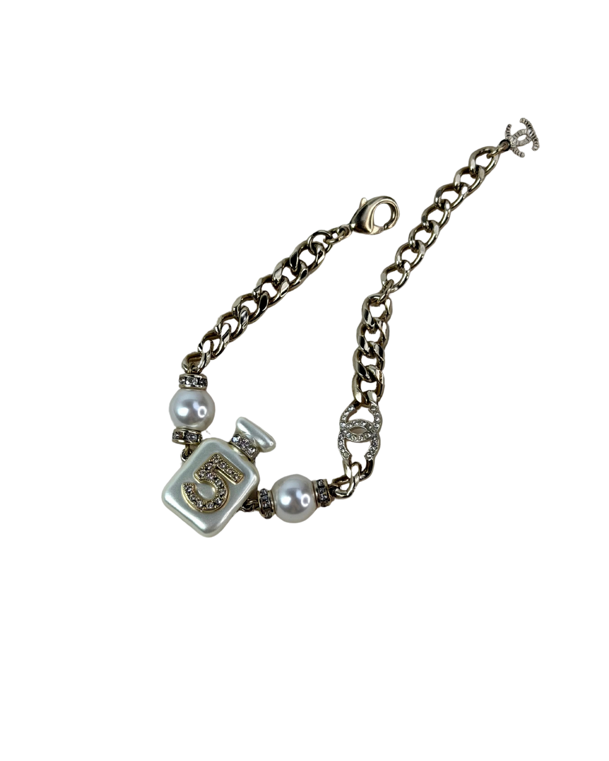 Chanel No. 5 Perfume Bottle CC Charm Bracelet - Champagne Gold - View 1