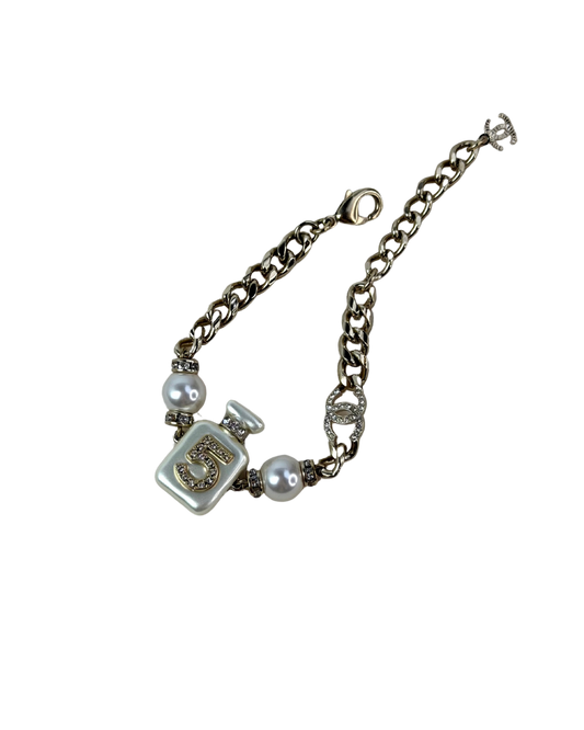 Chanel No. 5 Perfume Bottle CC Charm Bracelet - Champagne Gold - View 1