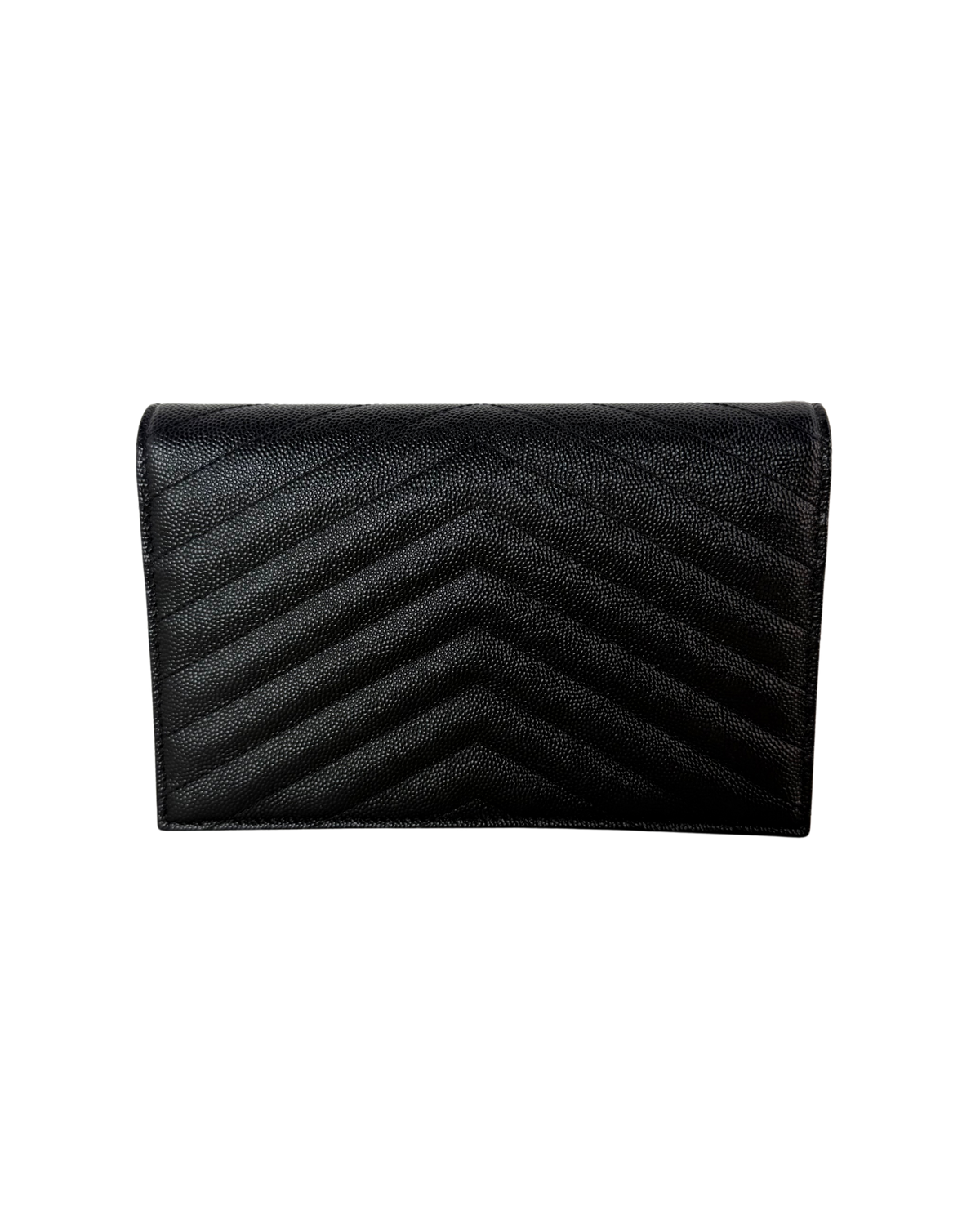 Saint Laurent Cassandra Envelope Chain Wallet - Black, Gold-Tone Hardware - View 2
