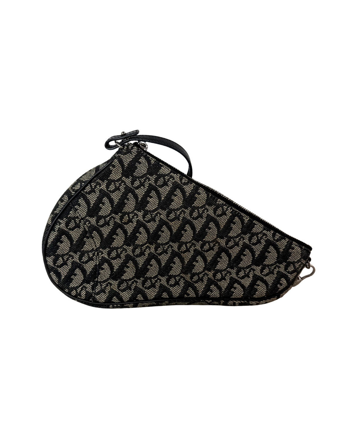 Dior Vintage Trotter Monogram Mini Saddle Pouch - Black And Grey - View 1