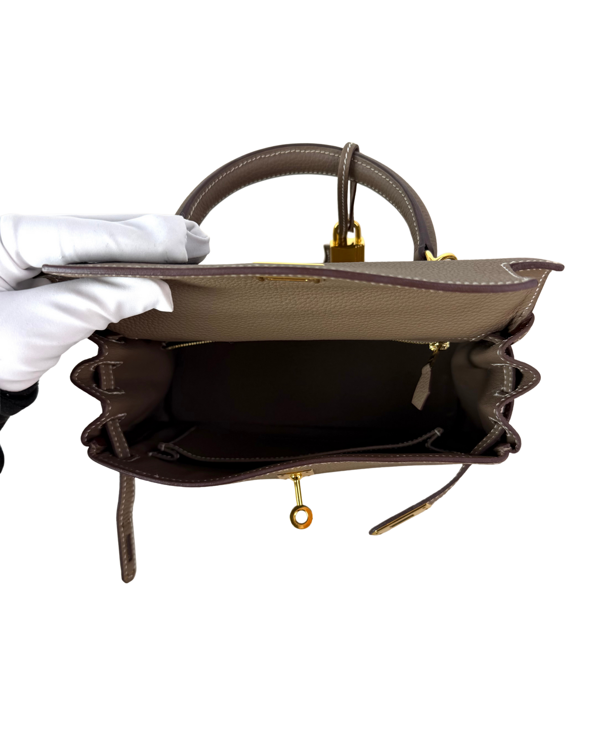 Hermès Kelly 25 Retourné Bag - Étoupe, Gold Hardware - View 7