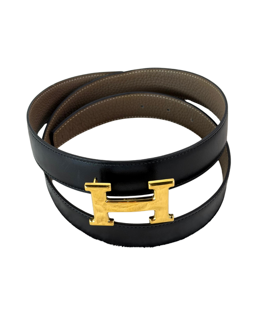 Hermès Constance Belt Buckle & Reversible Leather Strap H Belt 32mm - Gold, Noir - View 1