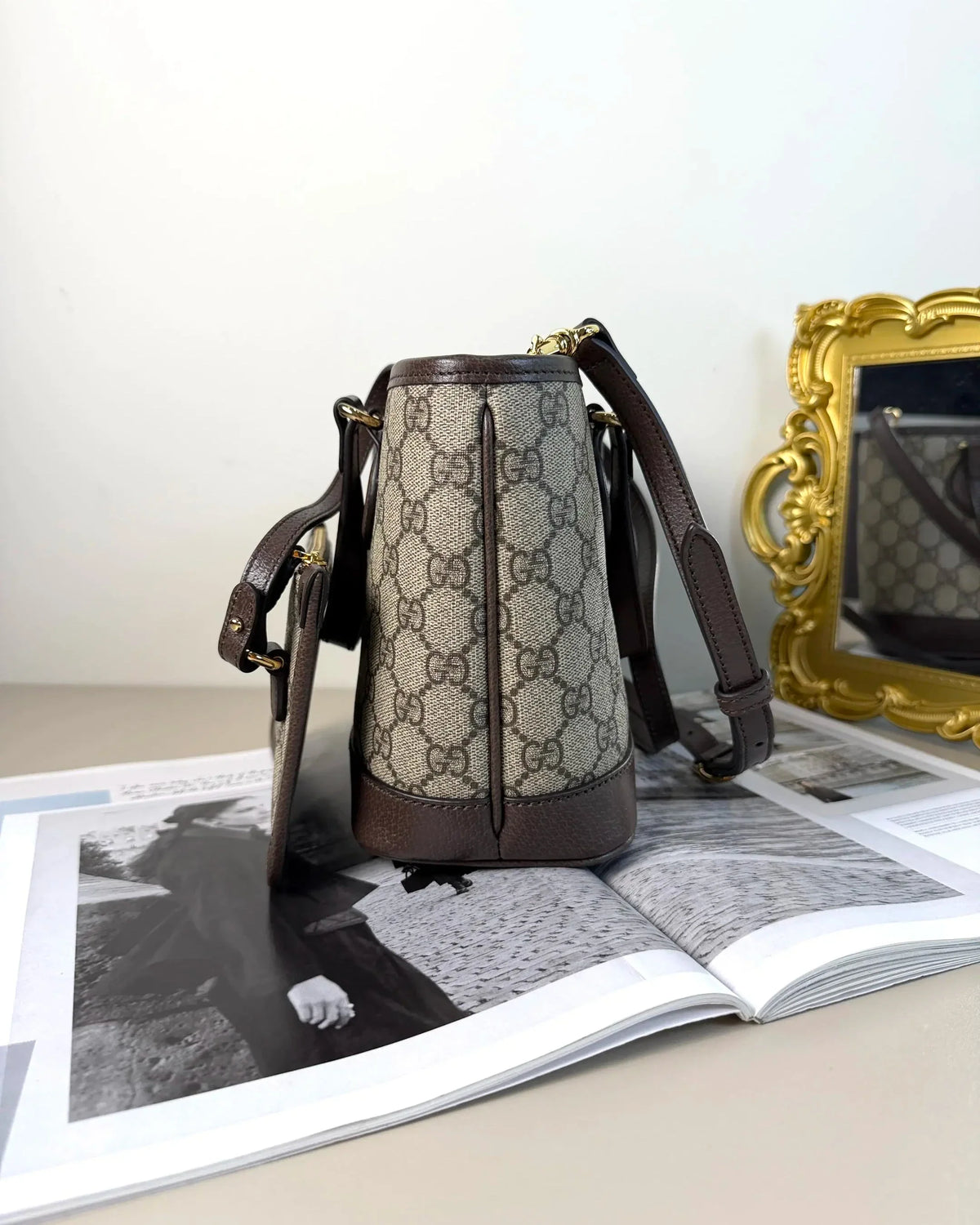 Gucci Ophidia Mini Tote Bag - Beige And Ebony, Brown - View 4