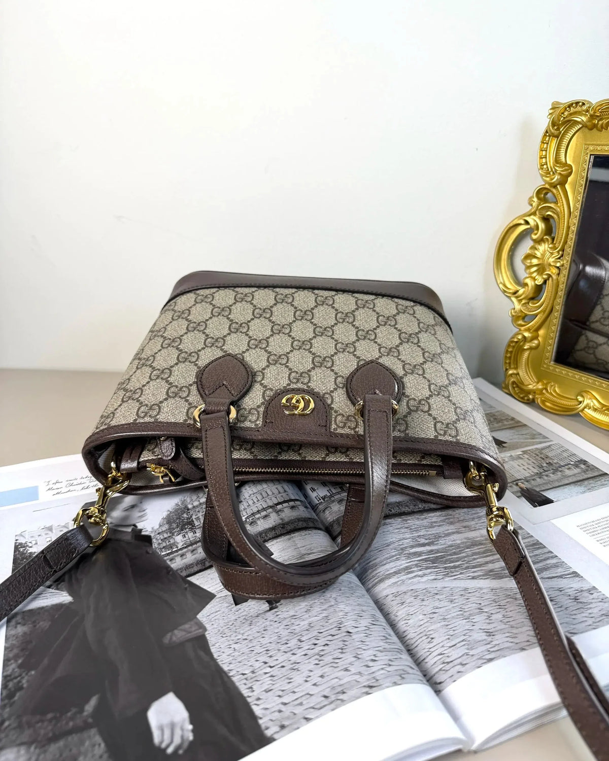 Gucci Ophidia Mini Tote Bag - Beige And Ebony, Brown - View 6