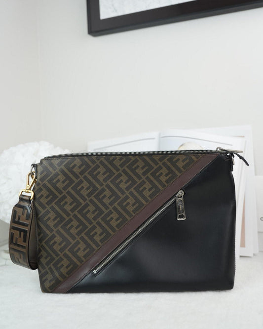 Fendi Flat Baguette Small Logo Bag - Brown, Tobacco - View 1