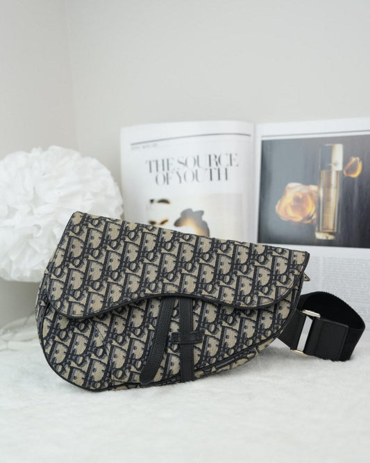 Dior Saddle Bag - Blue Oblique Jacquard - View 1