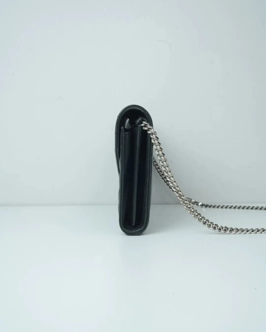Saint Laurent Cassandra Envelope Chain Wallet - Black - View 3