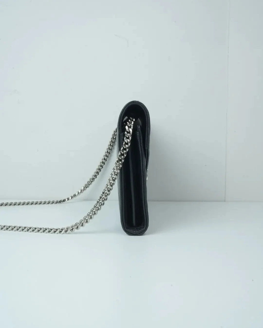 Saint Laurent Cassandra Envelope Chain Wallet - Black - View 4
