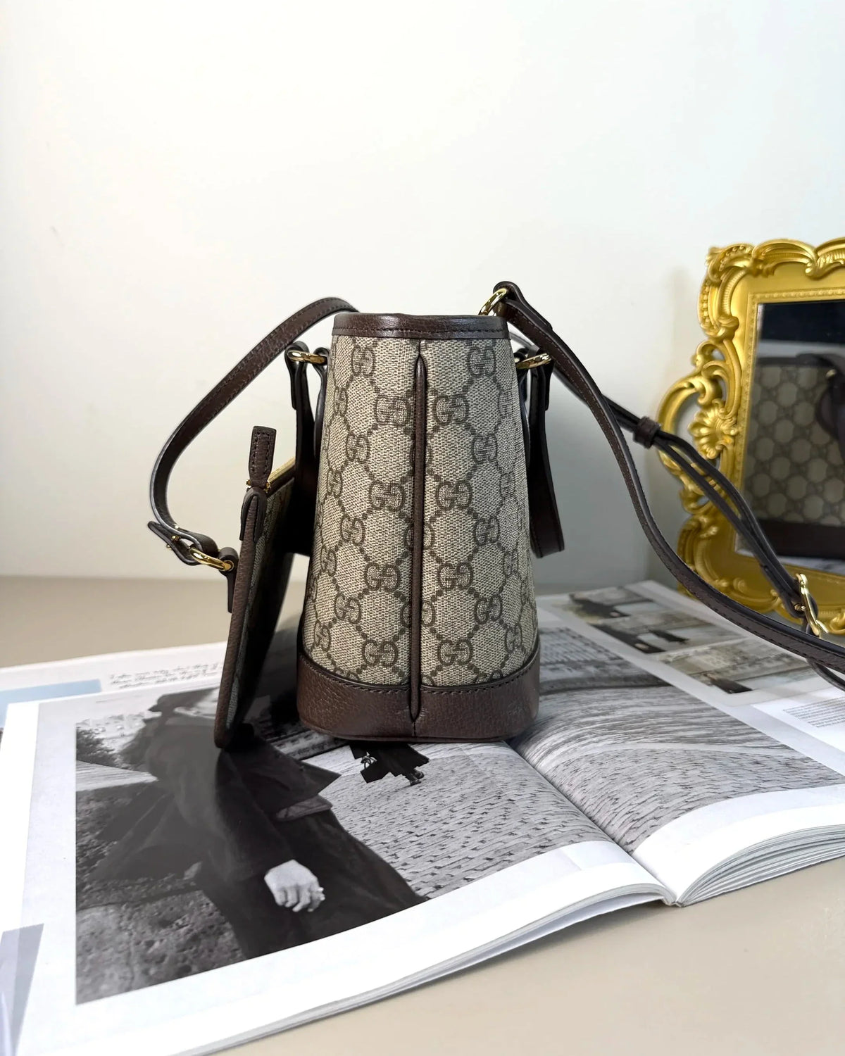 Gucci Ophidia Mini Tote Bag - Beige And Ebony, Brown - View 3