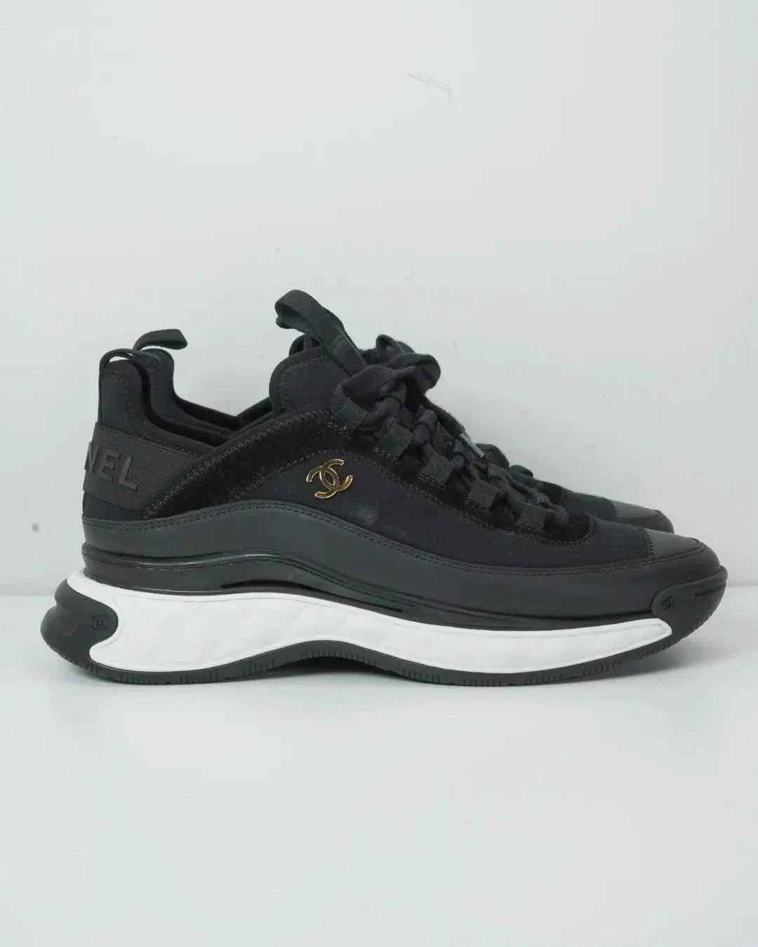 Chanel Mixed Fibres CC Sneakers - Black - View 3