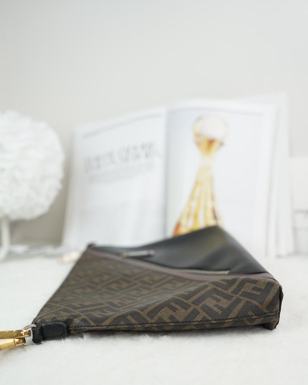 Fendi Flat Baguette Small Logo Bag - Brown, Tobacco - View 4